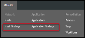 Assign Vulnerabilities - Host and Application Findings Menu Location